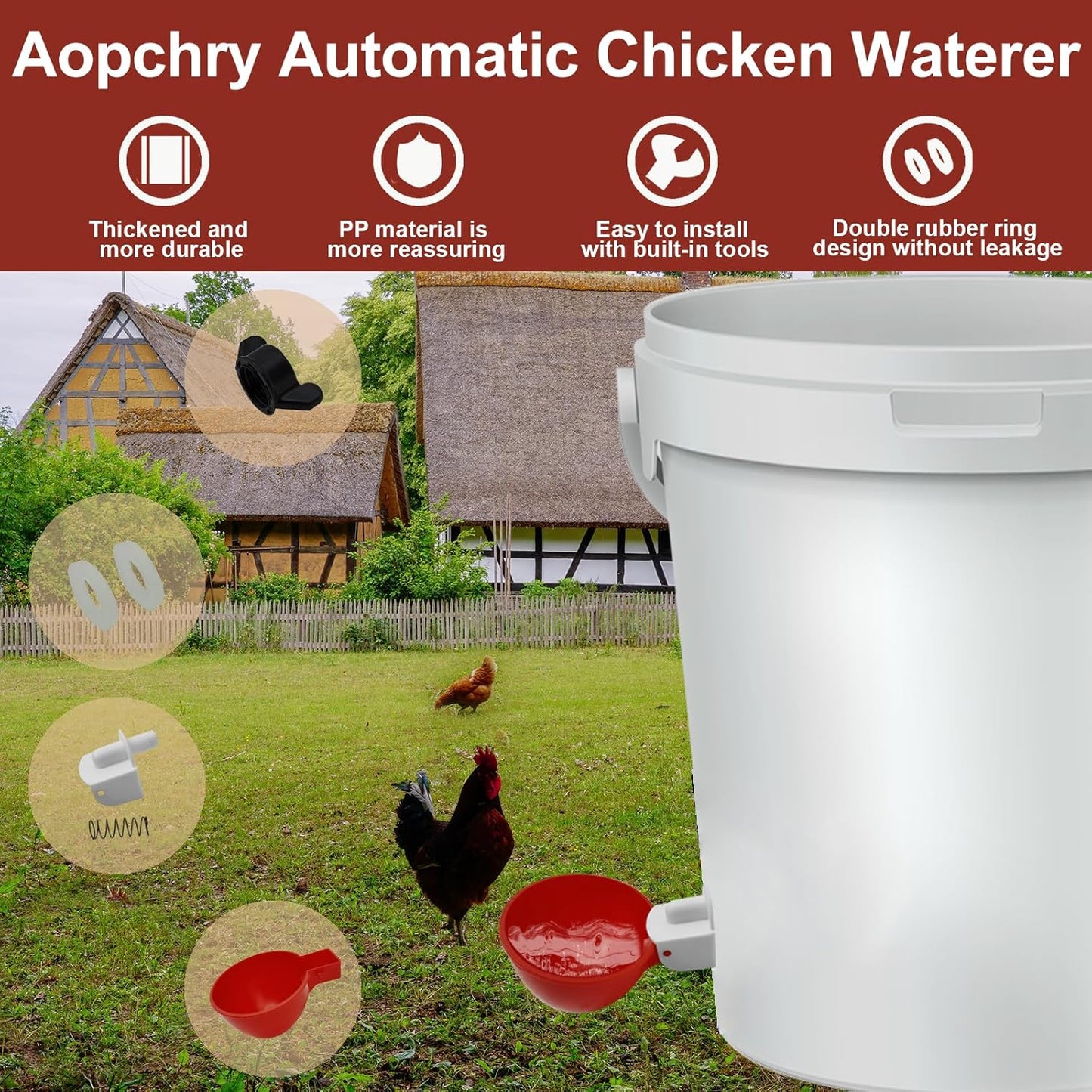 PoultryPro™ 10 Pcs Chicken Waterer - Effortless Hydration for Your Birds 7