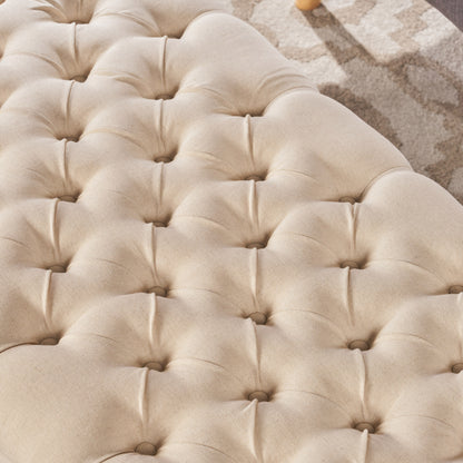 Vimora™ - Contemporary Beige Storage Ottoman with Button-Tufted Design