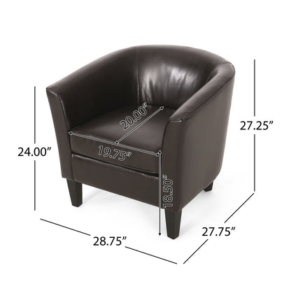 Vimora™ - Contemporary Brown Club Chair with Birch Wood Legs