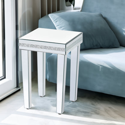 Vimora™ - Modern Glass Mirrored Silver End Table with Adjustable Height Legs