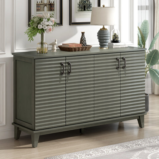 Vimora™ - Antique Gray 4-Door Sideboard with Adjustable Shelves and Metal Handles