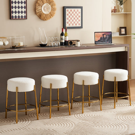 Vimora™ - 24" Modern Circular Bar Stools with Cushioned Seats and Support Legs (Set of 2)