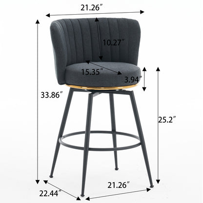 Vimora™ - Elegant Gray Adjustable Swivel Bar Stools with High Backrest (Set of 2)