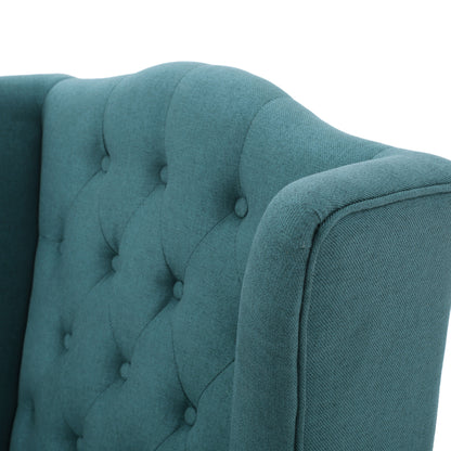 Vimora™ - Upholstered Wingback Chair in Teal with Button-Tufted Design