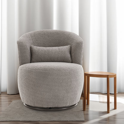 Vimora™ - Grey Plush Swivel Accent Chair with 360° Rotation and Metal Base