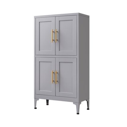 Vimora™ - Grey Metal Storage Cabinet with Adjustable Shelves and Doors for Versatile Storage