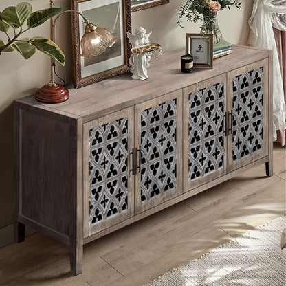 Vimora™ - Antique Brown Hollow Four Door Cabinet
