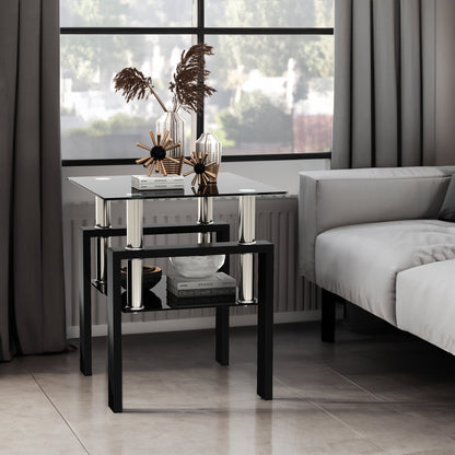 Vimora™ - Modern Black Tempered Glass Square Coffee Table