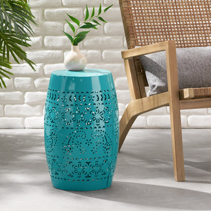 Vimora™ - Teal Lace Cut Iron Side Table