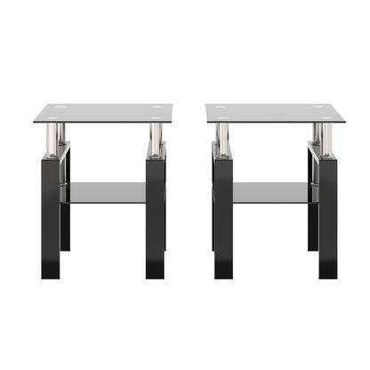 Vimora™ - Set of 2 Modern Black Glass Coffee Tables for Living Room