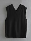 Ribbed V-Neck Sleeveless Sweater Vest