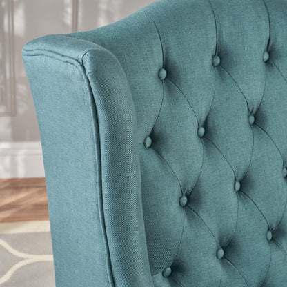Vimora™ - Upholstered Wingback Chair in Teal with Button-Tufted Design