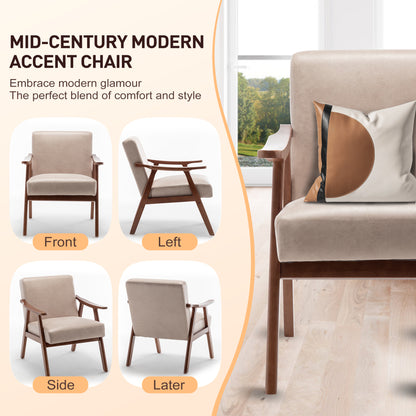 Vimora™ - Mid-Century Modern Living Room Chair with Solid Wood Frame & Thick Backrest