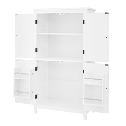 Vimora™ - Elegant White Bathroom Floor Storage Cabinet with Adjustable Shelves & 4 Doors