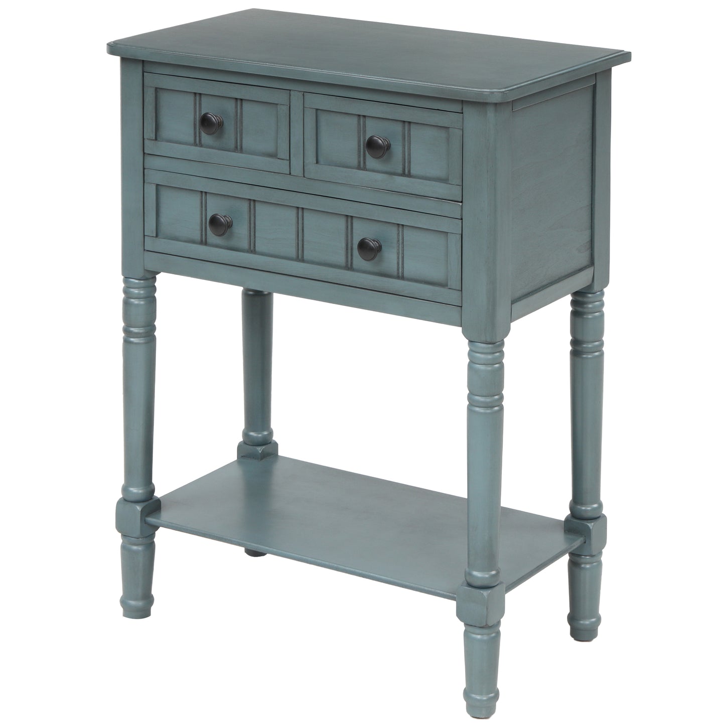 Vimora™ - Narrow Console Table with Storage Drawers and Bottom Shelf in Navy