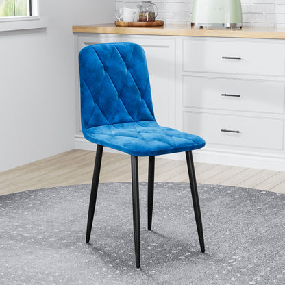 Vimora™ - Modern Blue Velvet Dining Chairs with Sturdy Metal Legs (Set of 4)