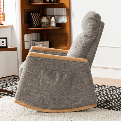 Vimora™ - Accent Rocking Chair with Footrest, High Back Rubber Wood