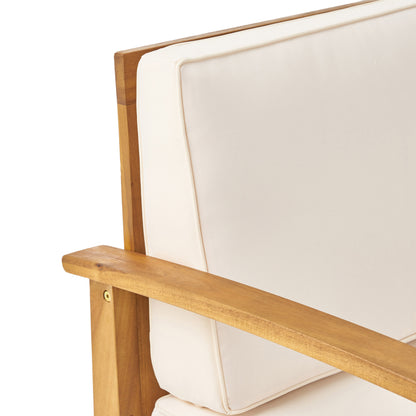 Vimora™ - Cream Acacia Wood Club Chair with Slat Panel Design