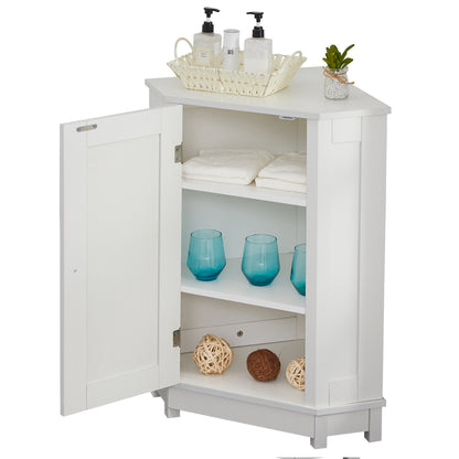 Vimora™ - White Triangle Corner Bathroom Storage Cabinet with Adjustable Shelves