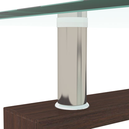 Vimora™ - Modern Rectangle Walnut Glass Coffee Table with Double Layer Storage