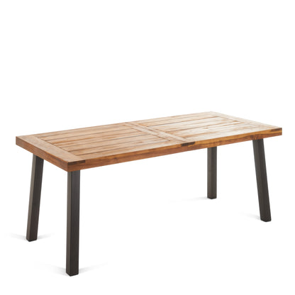 Vimora™ - Modern Industrial Teak Acacia Wood Dining Table with Metal Frame