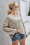 Angel Wings Round Neck Dropped Shoulder Sweater