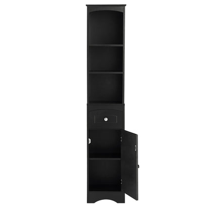 Vimora™ - Tall Black Freestanding Bathroom Cabinet with Drawer & Adjustable Shelves
