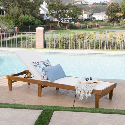 Vimora™ - Summerland Teak Chaise Lounge with White Mesh for Outdoor Relaxation
