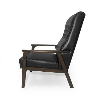 Vimora™ - Mid Century Modern Upholstered Accent Chair in Matte Black Faux Leather