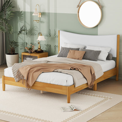 Vimora™ - Queen Size Rubber Wood Bed with Teddy Velvet Upholstered Headboard & Storage