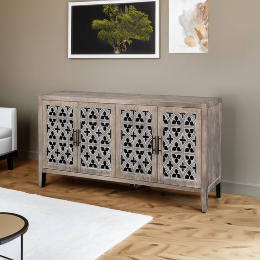 Vimora™ - Antique Brown Hollow Four Door Cabinet