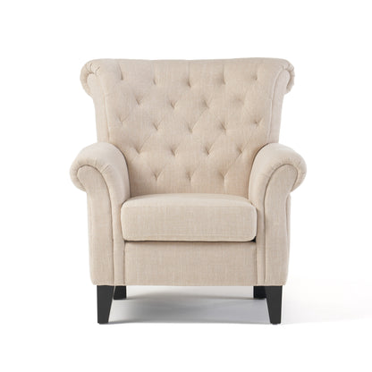 Vimora™ - Springfield Tufted Chair with Nailhead Trim and Diamond Button Tufting in Light Beige