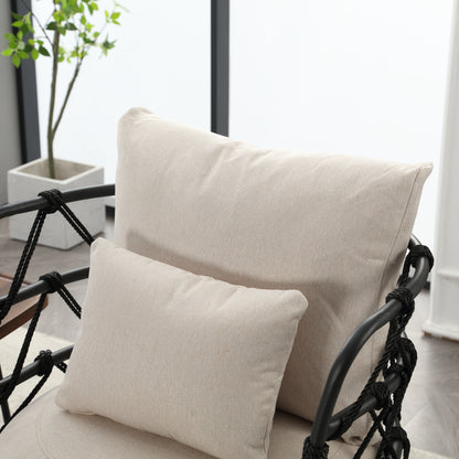 Vimora™ - Beige Upholstered Tufted Accent Chair with Metal Stand for Living Room and Office