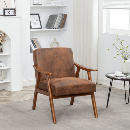 Vimora™ - Mid-Century Modern Accent Chair with Solid Wood Frame and Extra-Thick Backrest