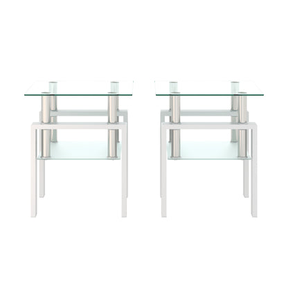 Vimora™ - Set of 2 Modern Tempered Glass Square Coffee Tables for Living Room