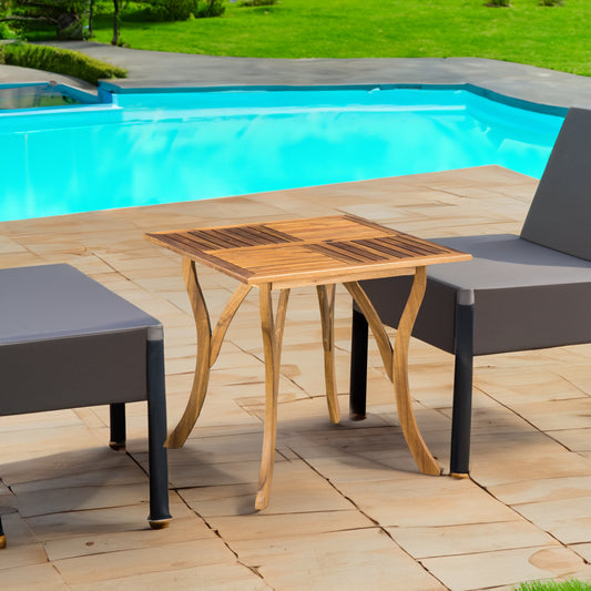 Teak-Finished 31.5'' Square Acacia Wood Outdoor Table for Stylish Patios