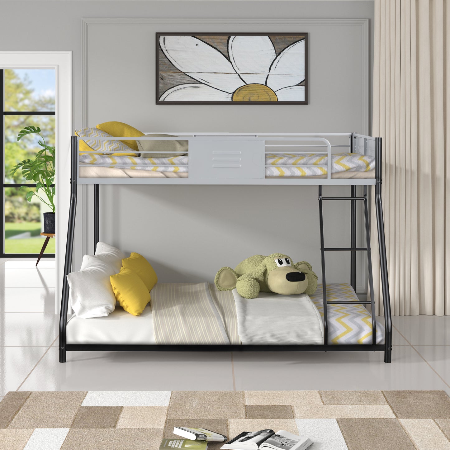 Vimora™ - Heavy-Duty Twin Over Full Bunk Bed with Noise Reduction and Safety Guardrails