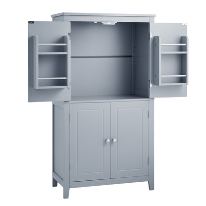 Vimora™ - Elegant Grey Bathroom Storage Cabinet with 4 Doors and Adjustable Shelves