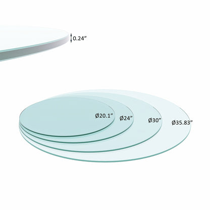 Vimora™ - 36" Round Tempered Glass Table Top with Polished Edge