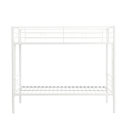 Vimora™ - Twin Over Twin Metal Bunk Bed with Safety Guardrails & Convertible Design in White