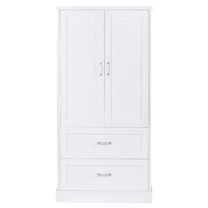 Vimora™ - Tall White Bathroom Storage Cabinet with Doors, Drawers & Adjustable Shelf