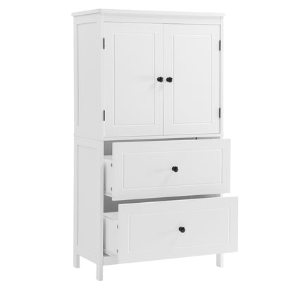 Vimora™ - White Bathroom Storage Cabinet with Adjustable Shelf, Drawers & Anti-Tipping Design