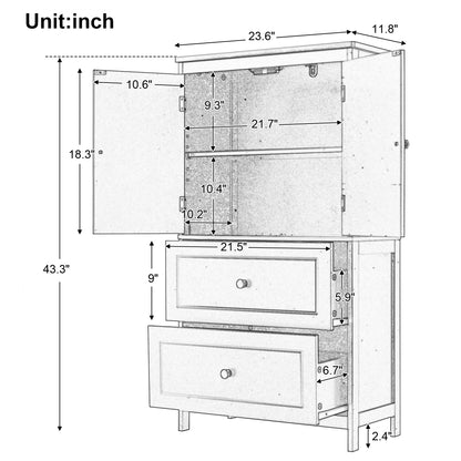 Vimora™ - Black MDF Bathroom Storage Cabinet with Doors, Drawers & Adjustable Shelf