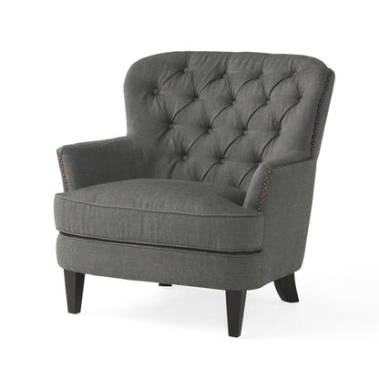 Vimora™ - Contemporary Grey Fabric Club Chair and Ottoman Set for Modern Living Room