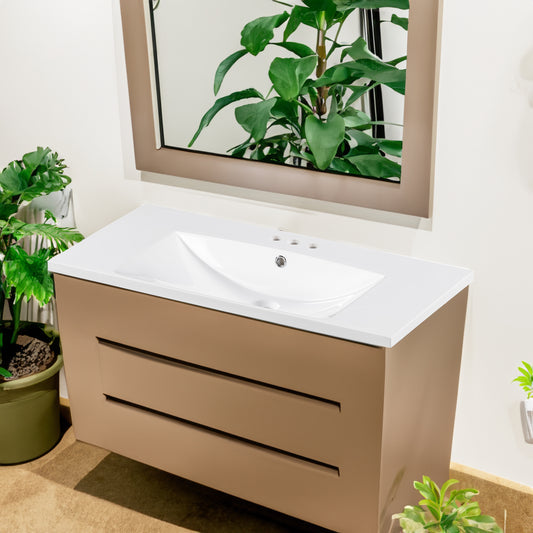 Vimora™ - 36-Inch White Resin Sink with Faucet Holes (Sink Only)