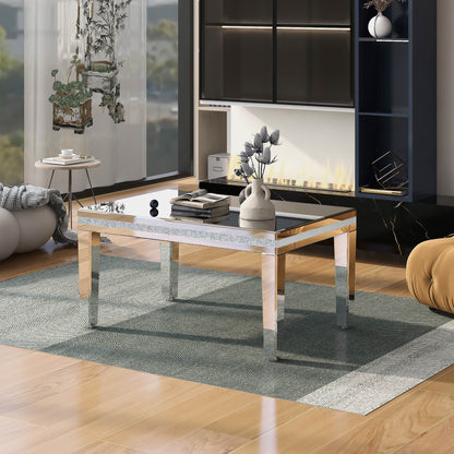 Sofia™️ - Modern Glass Mirrored Coffee Table with Crystal Design and Adjustable Height Legs