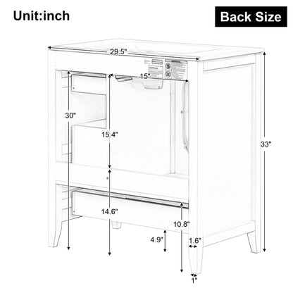 Vimora™ - White Bathroom Vanity with Sink, 3 Drawers, Solid Wood & MDF Cabinet
