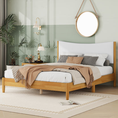 Vimora™ - Queen Size Rubber Wood Bed with Teddy Velvet Upholstered Headboard & Storage