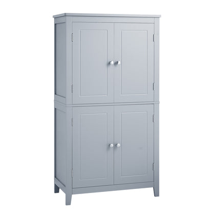 Vimora™ - Elegant Grey Bathroom Storage Cabinet with 4 Doors and Adjustable Shelves