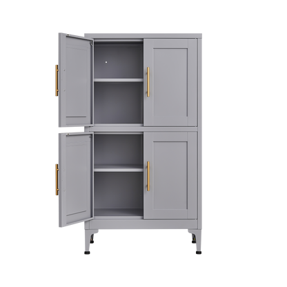 Vimora™ - Grey Metal Storage Cabinet with Adjustable Shelves and Doors for Versatile Storage